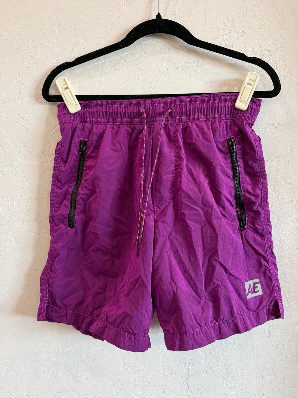 American Eagle Outfitters Purple Men's Athletic Shorts with Zip Pockets
